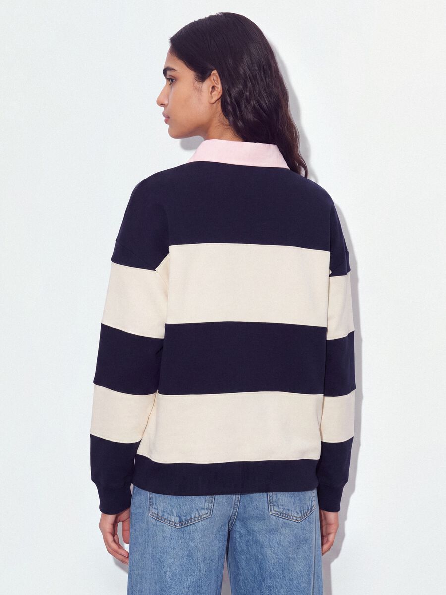 Blue striped cotton-blend sweatshirt with collar, relaxed fit_2