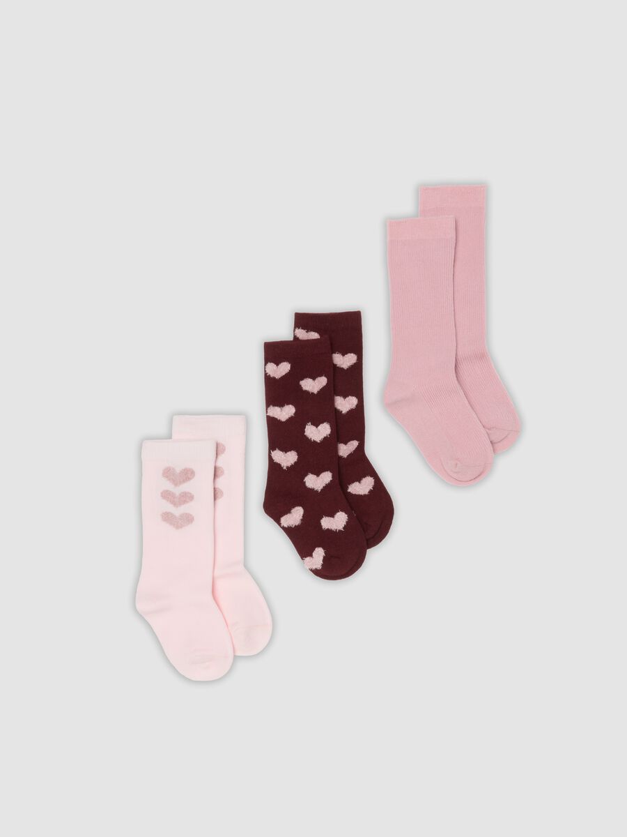 3-pack of long pink socks in stretch organic cotton_0