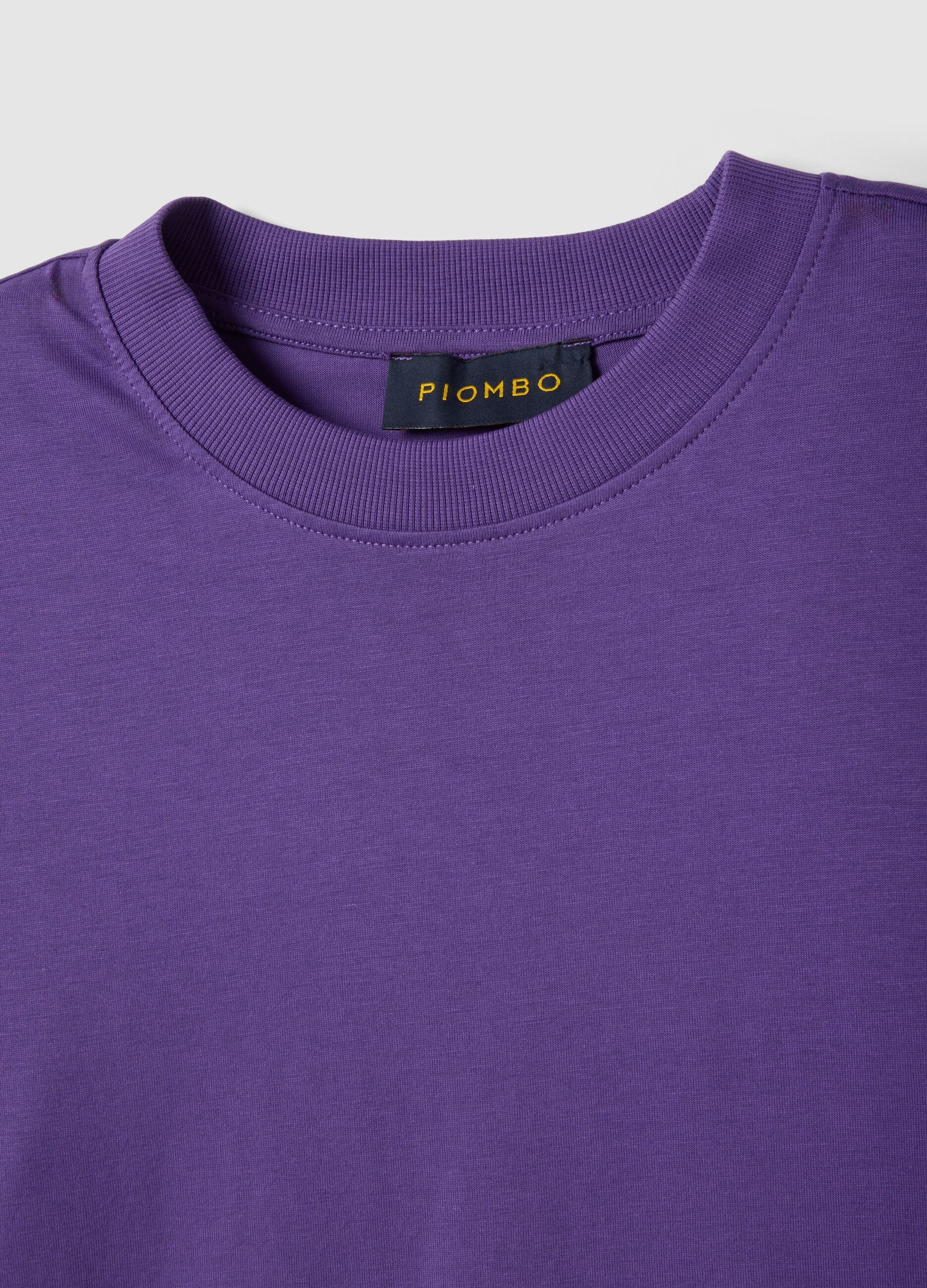 Short sleeve purple pure cotton T-shirt regular fit