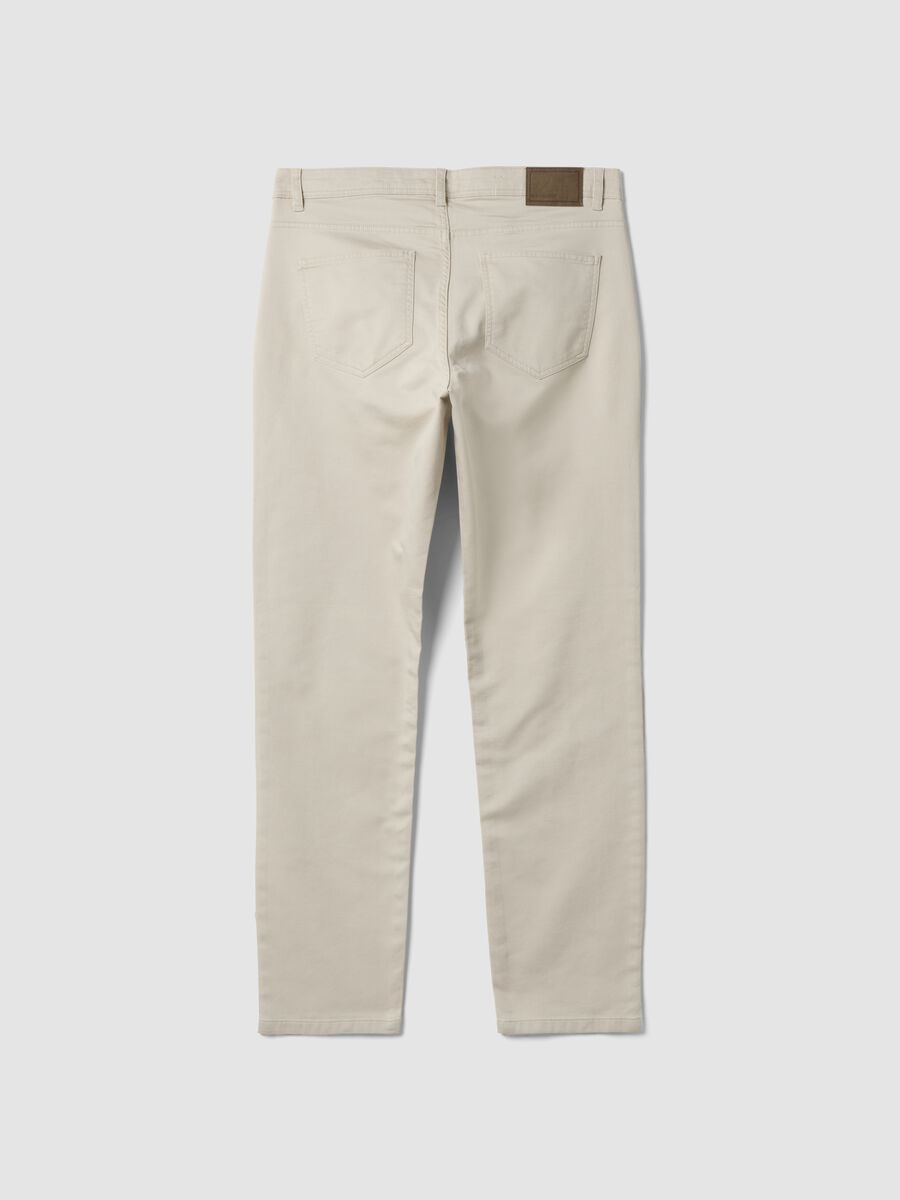 Pantaloni verdi in dobby di cotone elasticizzato slim fit_1