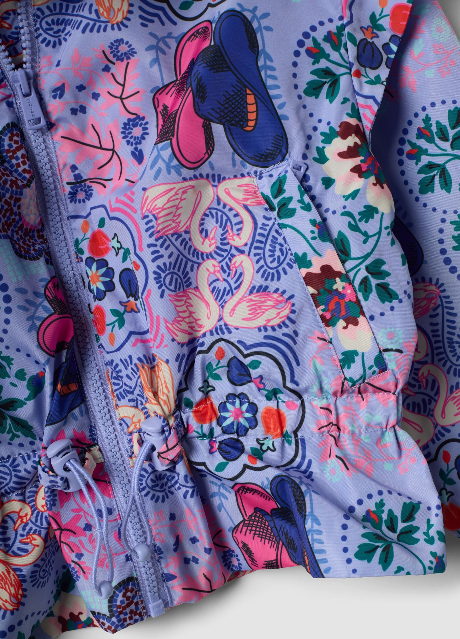Girls&rsquo; multicolour hooded rain jacket with all-over print