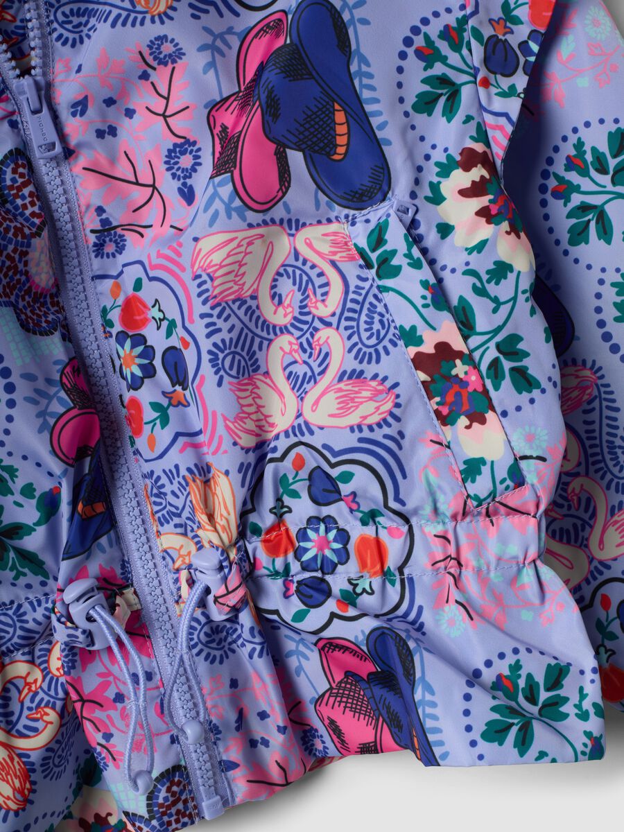 Girls&rsquo; multicolour hooded rain jacket with all-over print_5