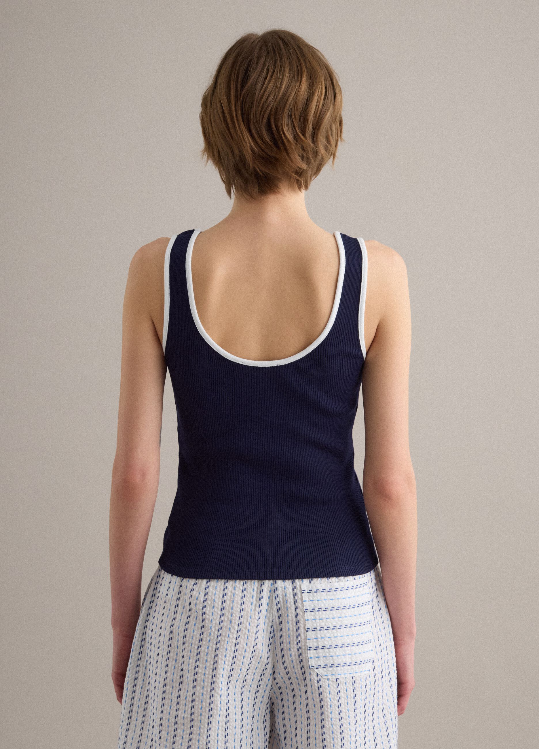 Blue pure cotton tank top