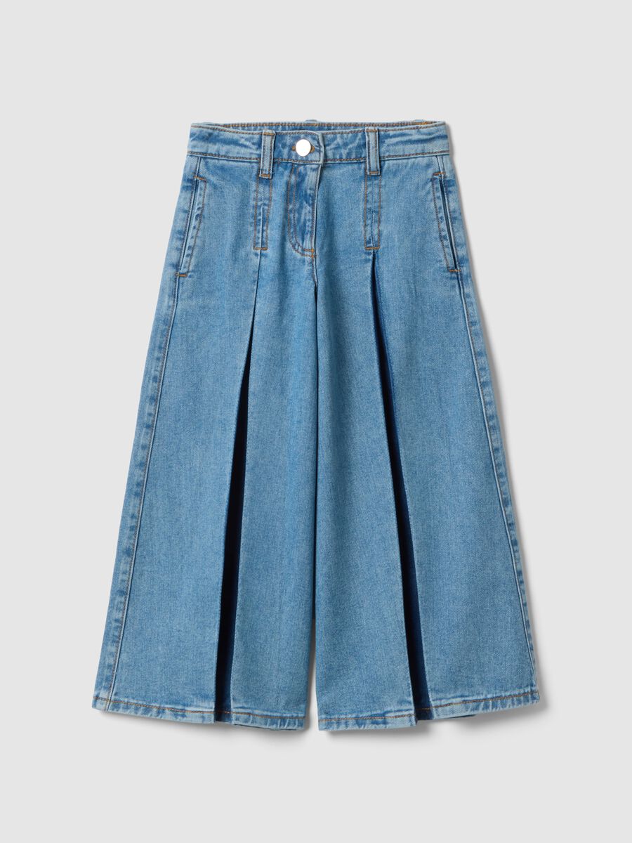 Girls' Pure Cotton Denim Super Wide Leg Jeans_3