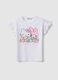 Girls' White Stretch Cotton T-shirt with Hello Kitty_0