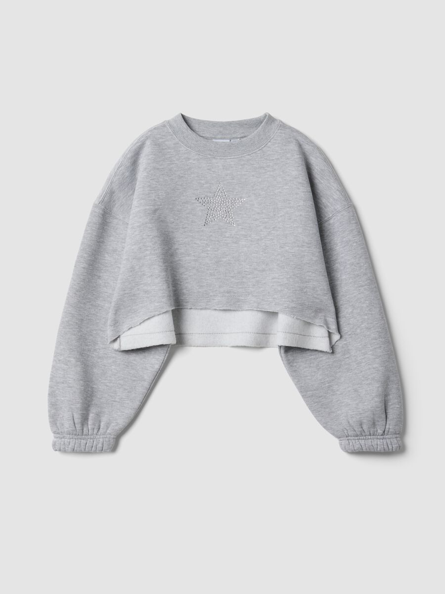 Grey cropped cotton-blend sweatshirt_0