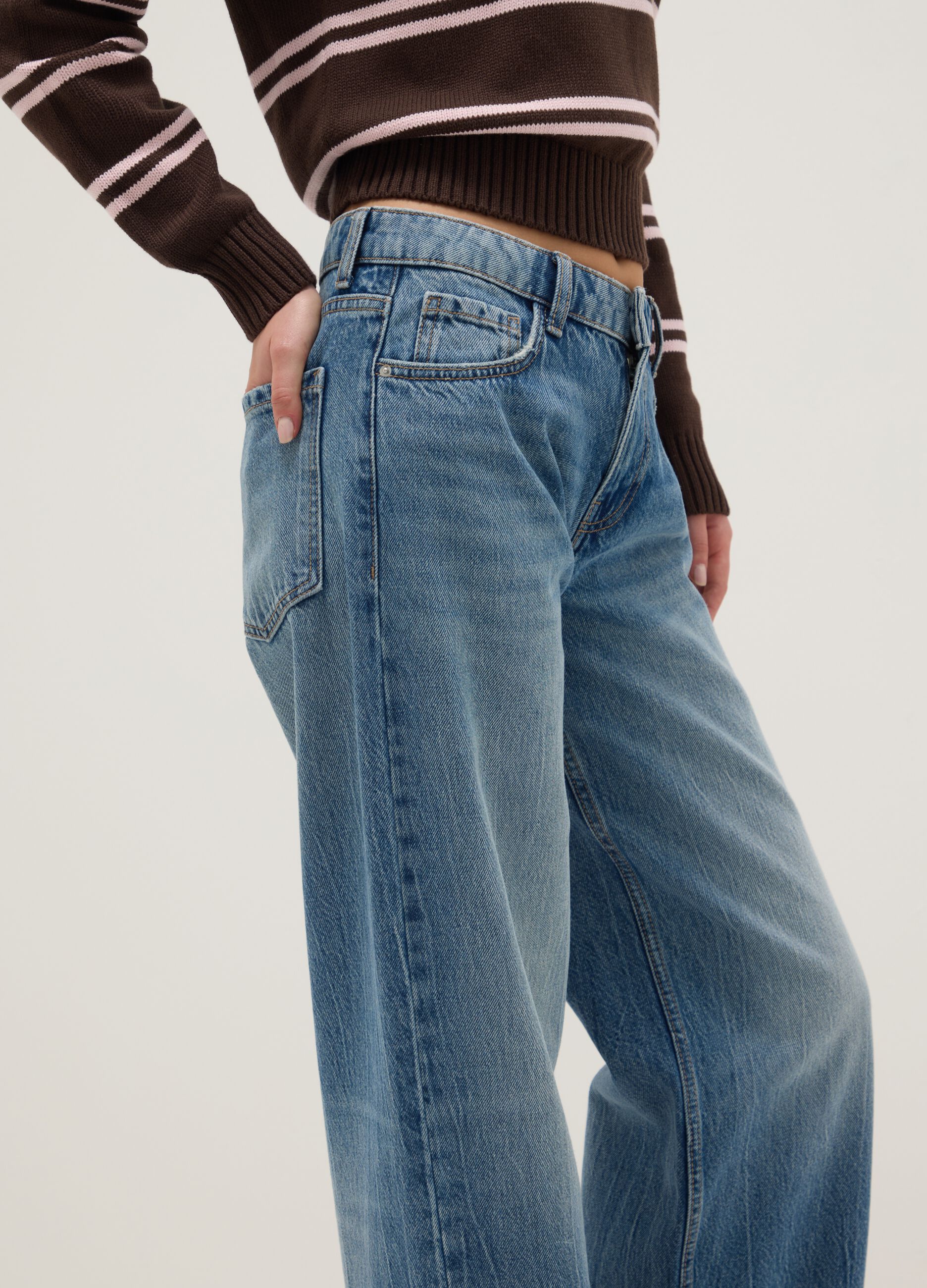 Blue pure cotton boyfriend fit jeans