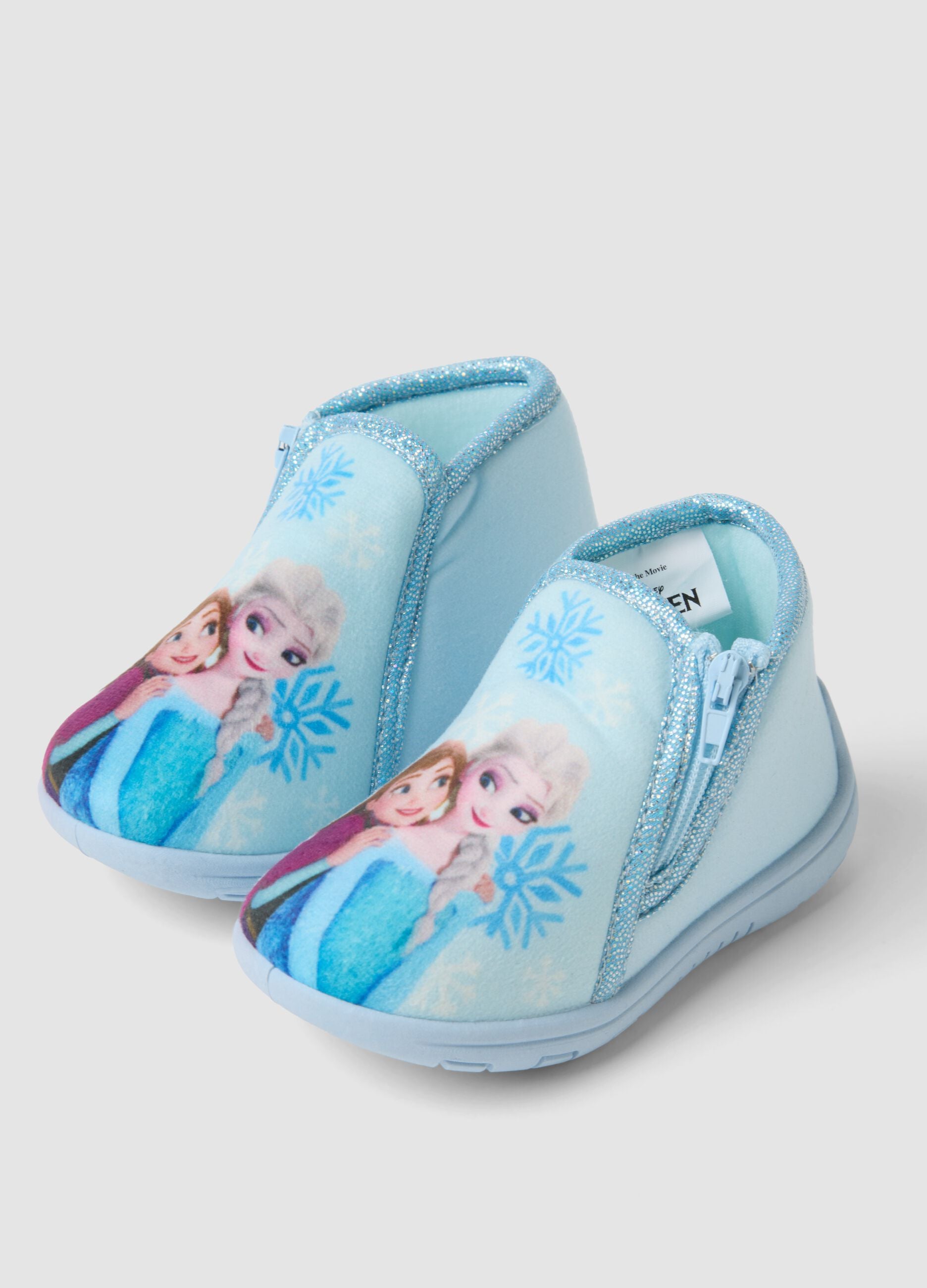 Blue Frozen print slippers for baby girls and toddlers