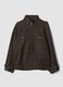 Brown checked stretch viscose shacket with oversized fit_4