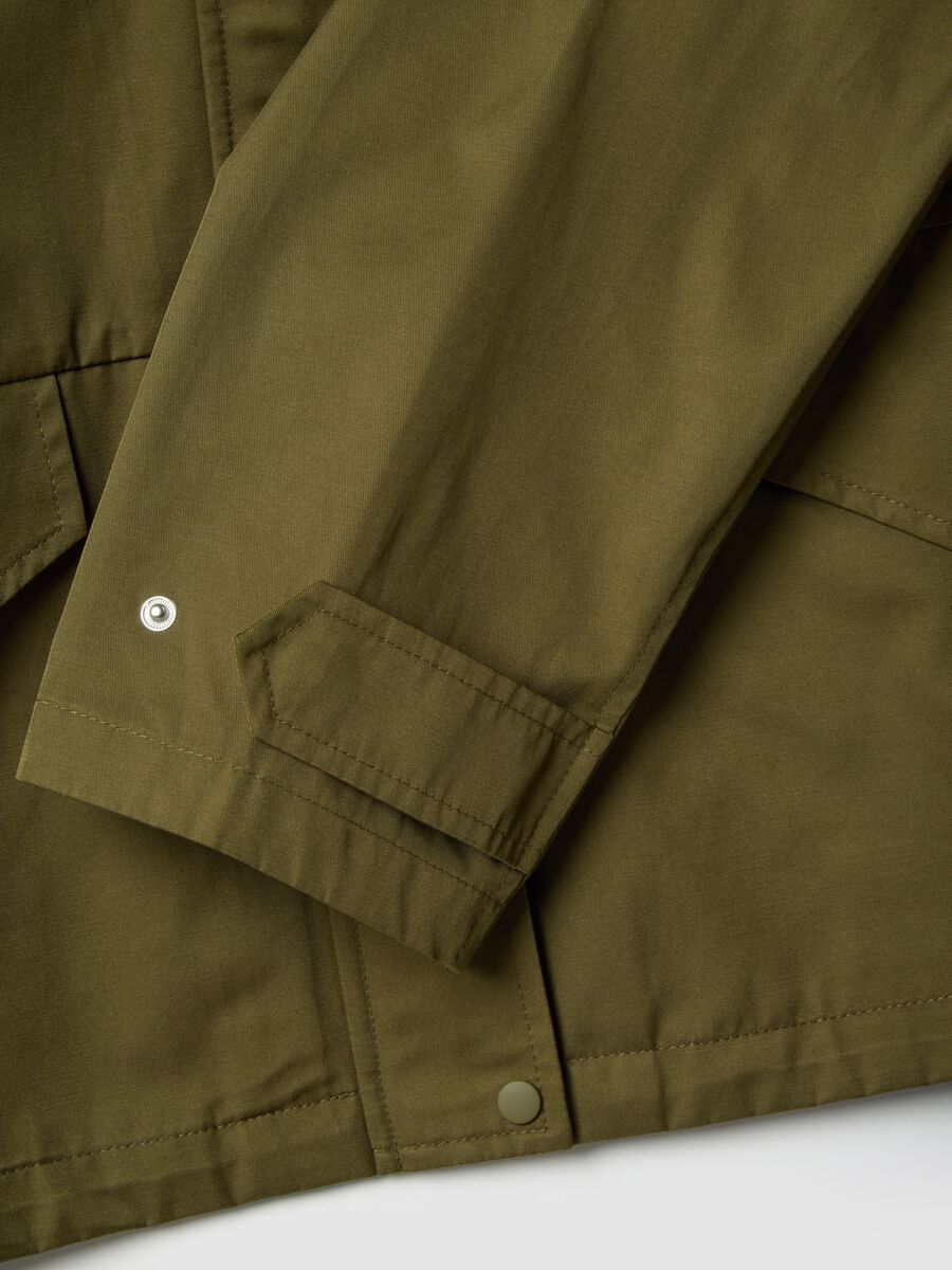 Regular fit green cotton blend parka jacket with hood_5