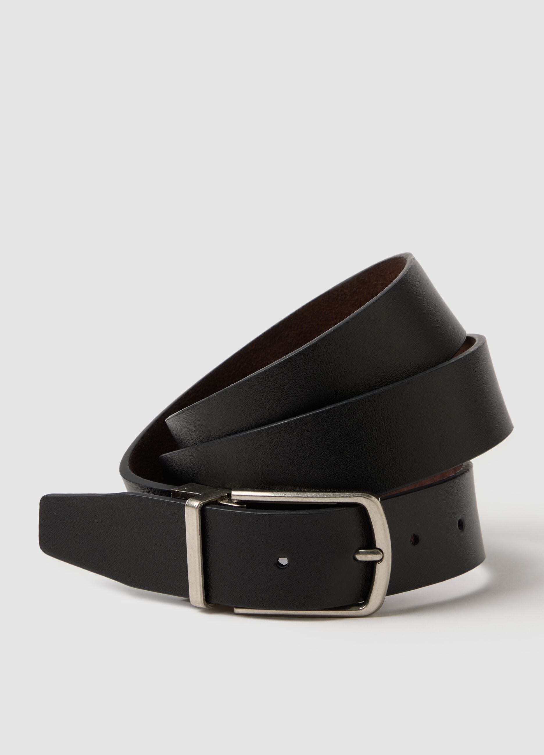 Multicolour reversible genuine leather belt