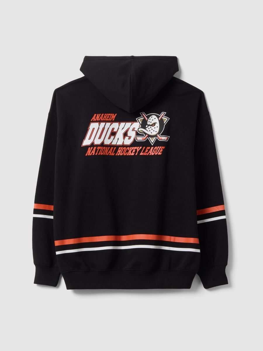 Black cotton-blend hoodie with Anaheim Ducks print_2