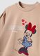 Beige cotton-blend tracksuit with crew neck and Minnie print for girls_2