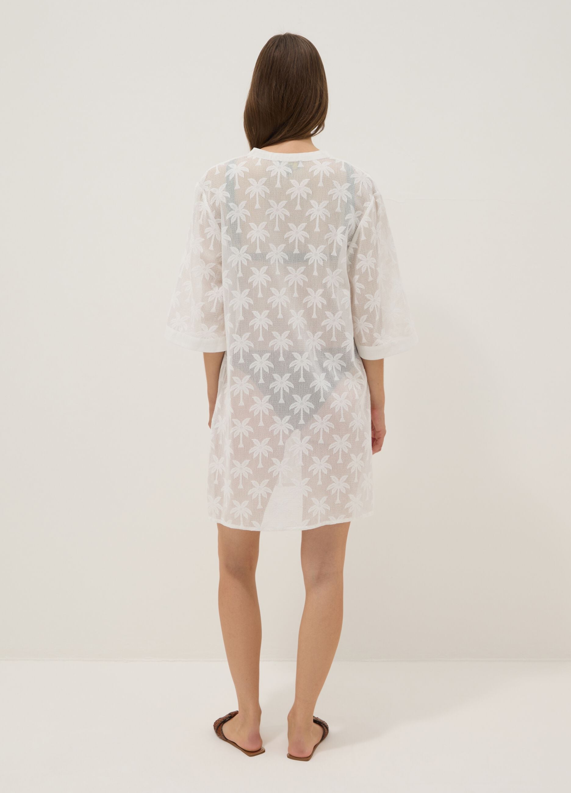 White cotton-blend kaftan