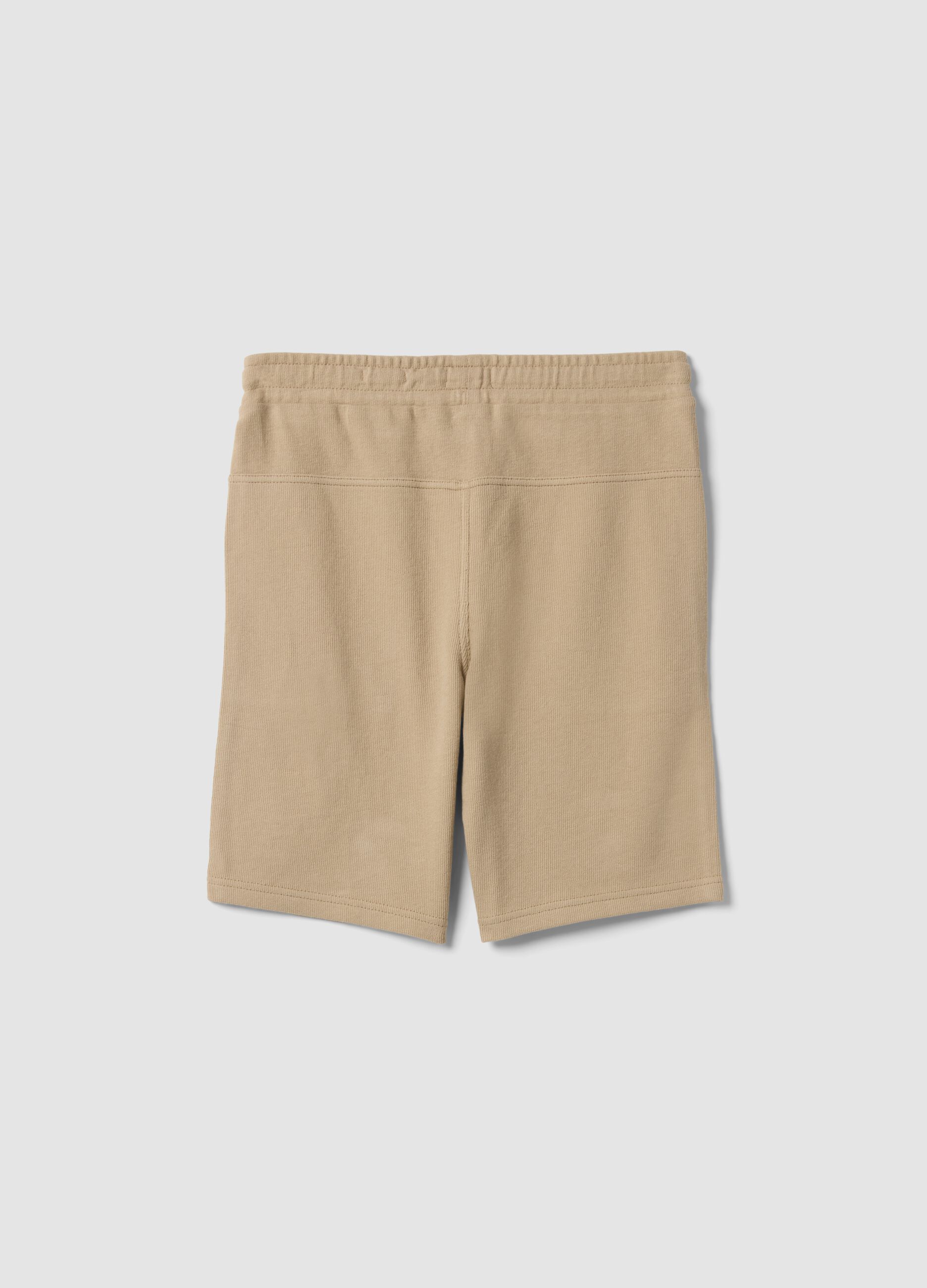 Pantaloncini in puro cotone beige da ragazzo regular fit