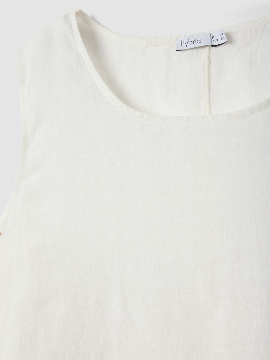 Long white pure linen dress, regular fit_5