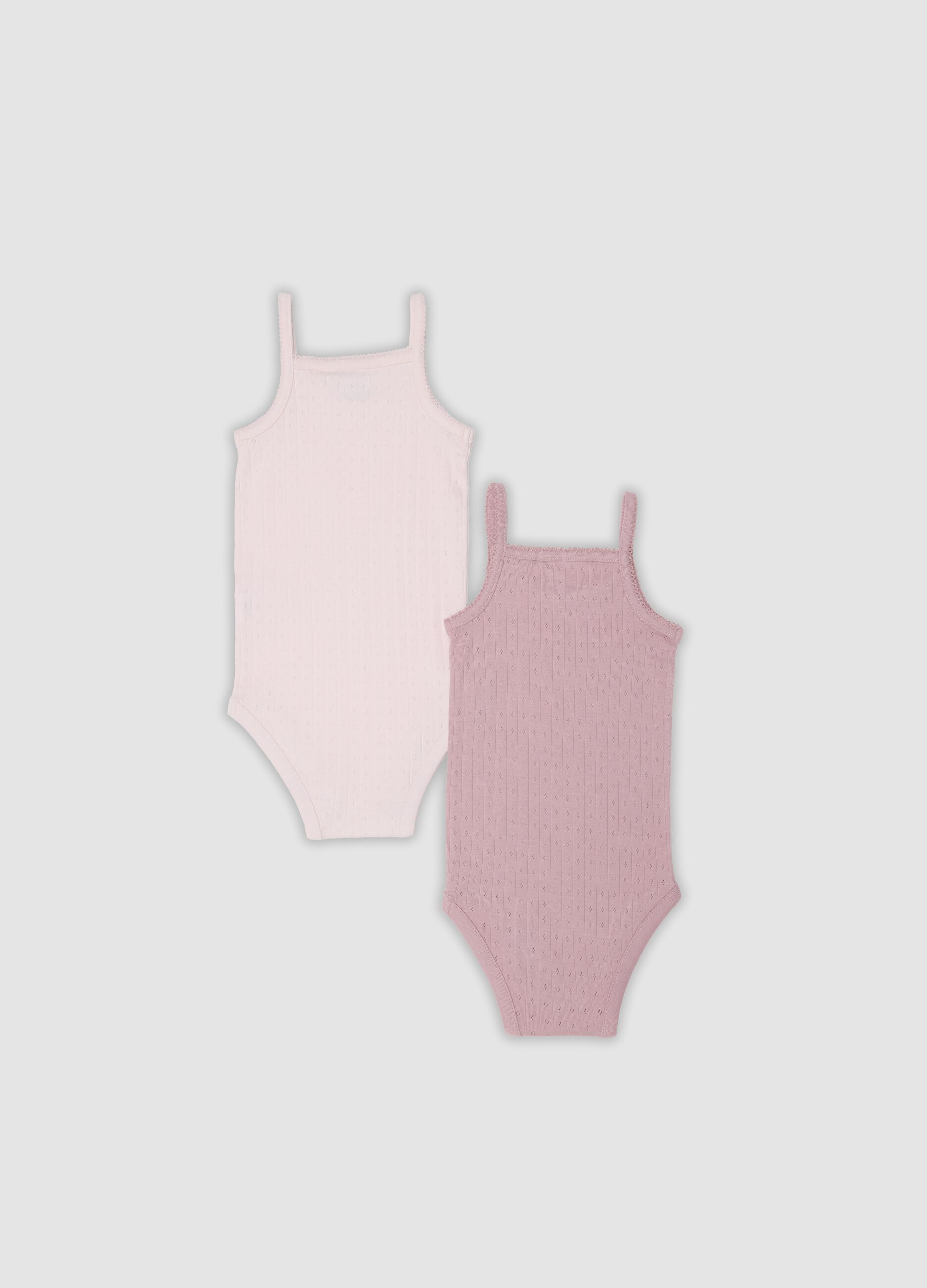 2-pack of pink organic cotton bodysuits for baby girls