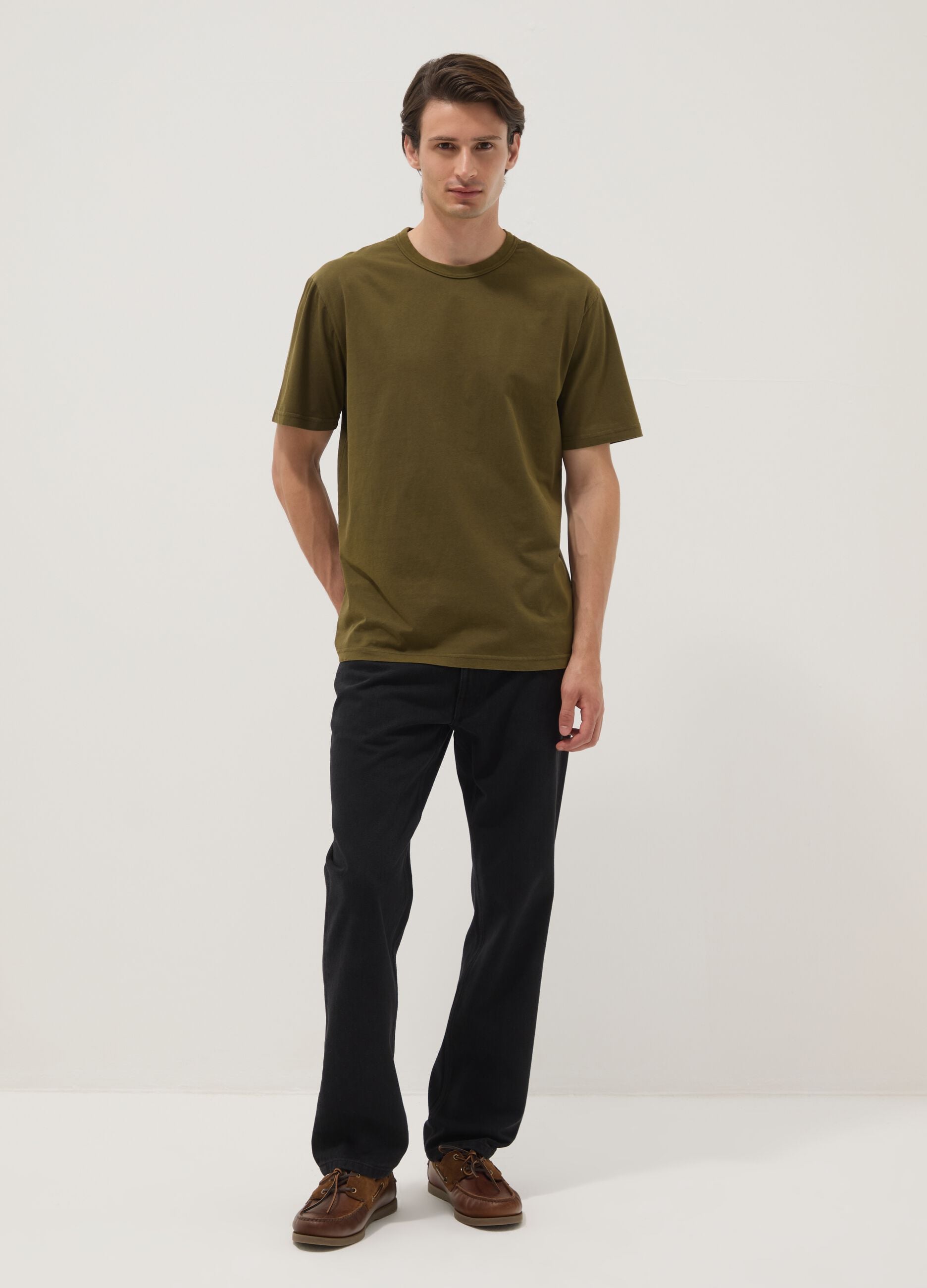 Green pure cotton T-shirt, relaxed fit