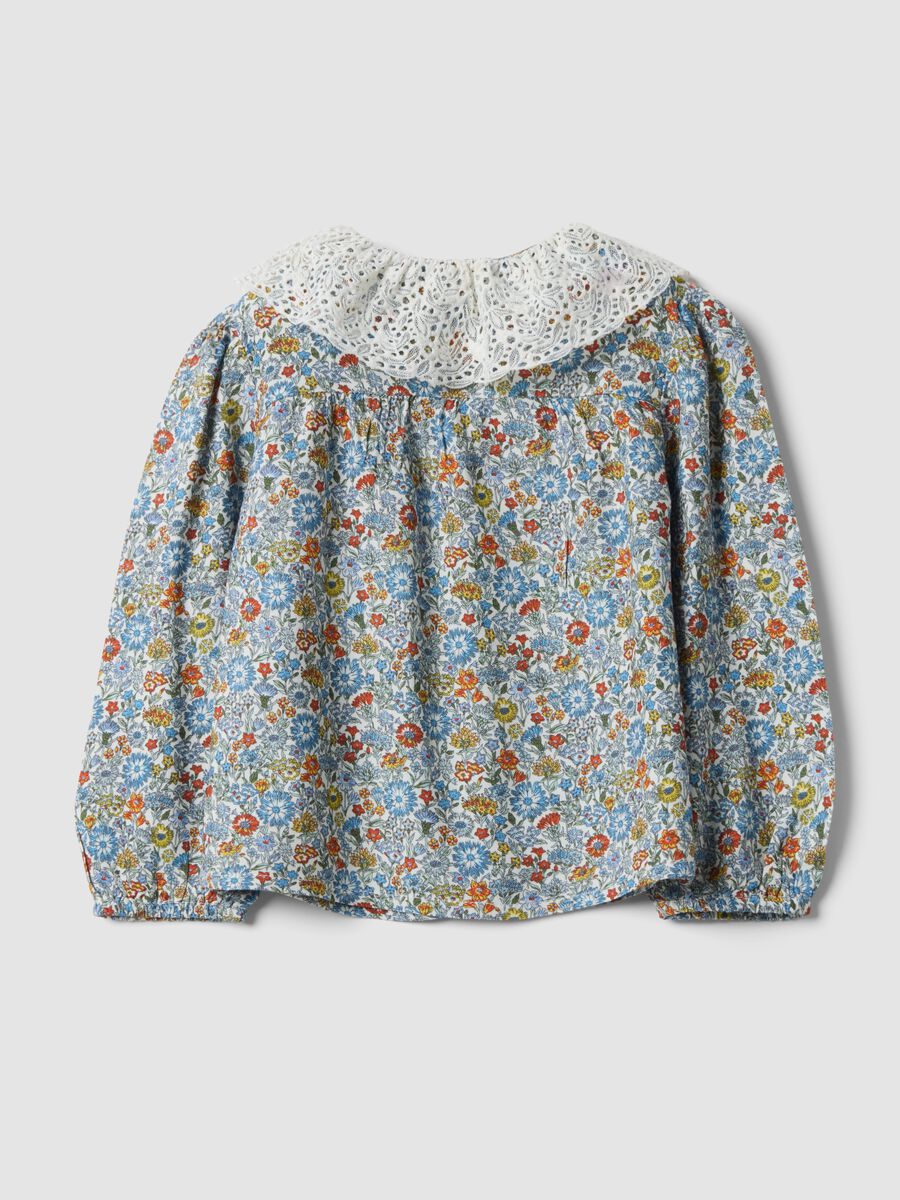 Multicoloured pure viscose shirt with embroidered collar_1