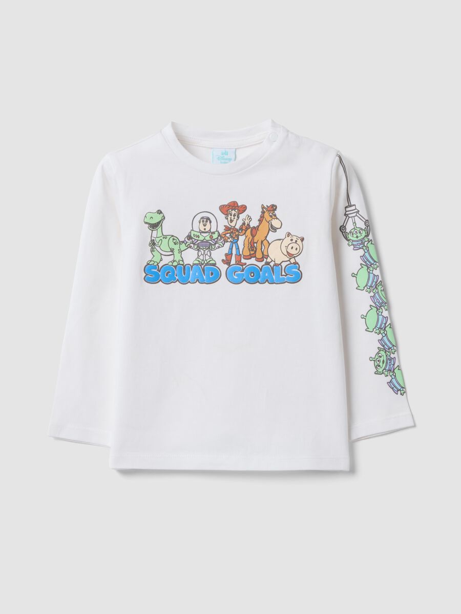 White long-sleeved pure cotton Toy Story top for baby boys_0