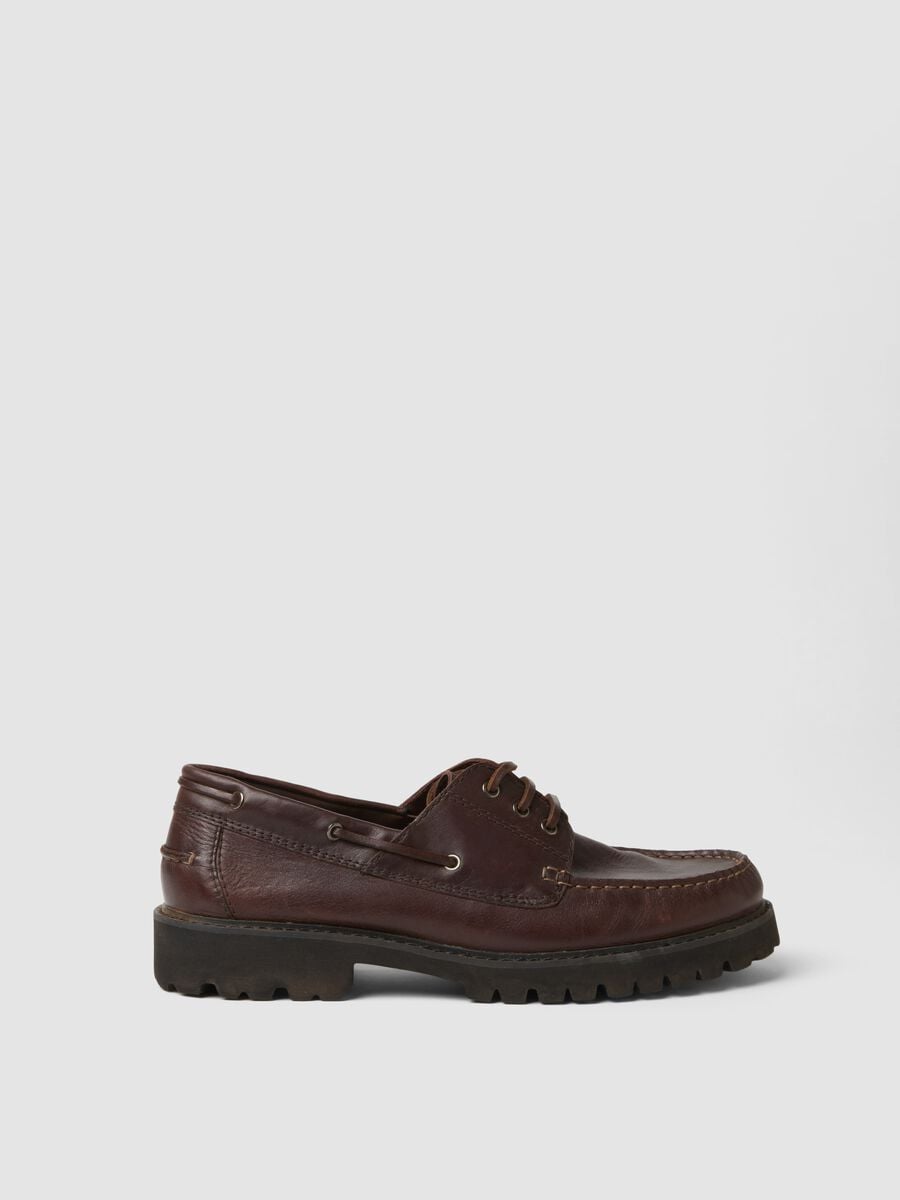 Men&rsquo;s brown leather casual lace-up shoes_0