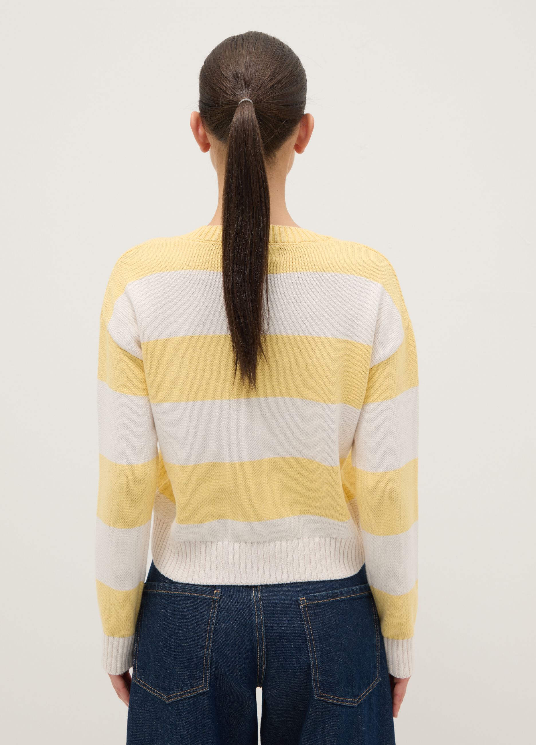 Multicolour striped cotton blend regular fit jumper