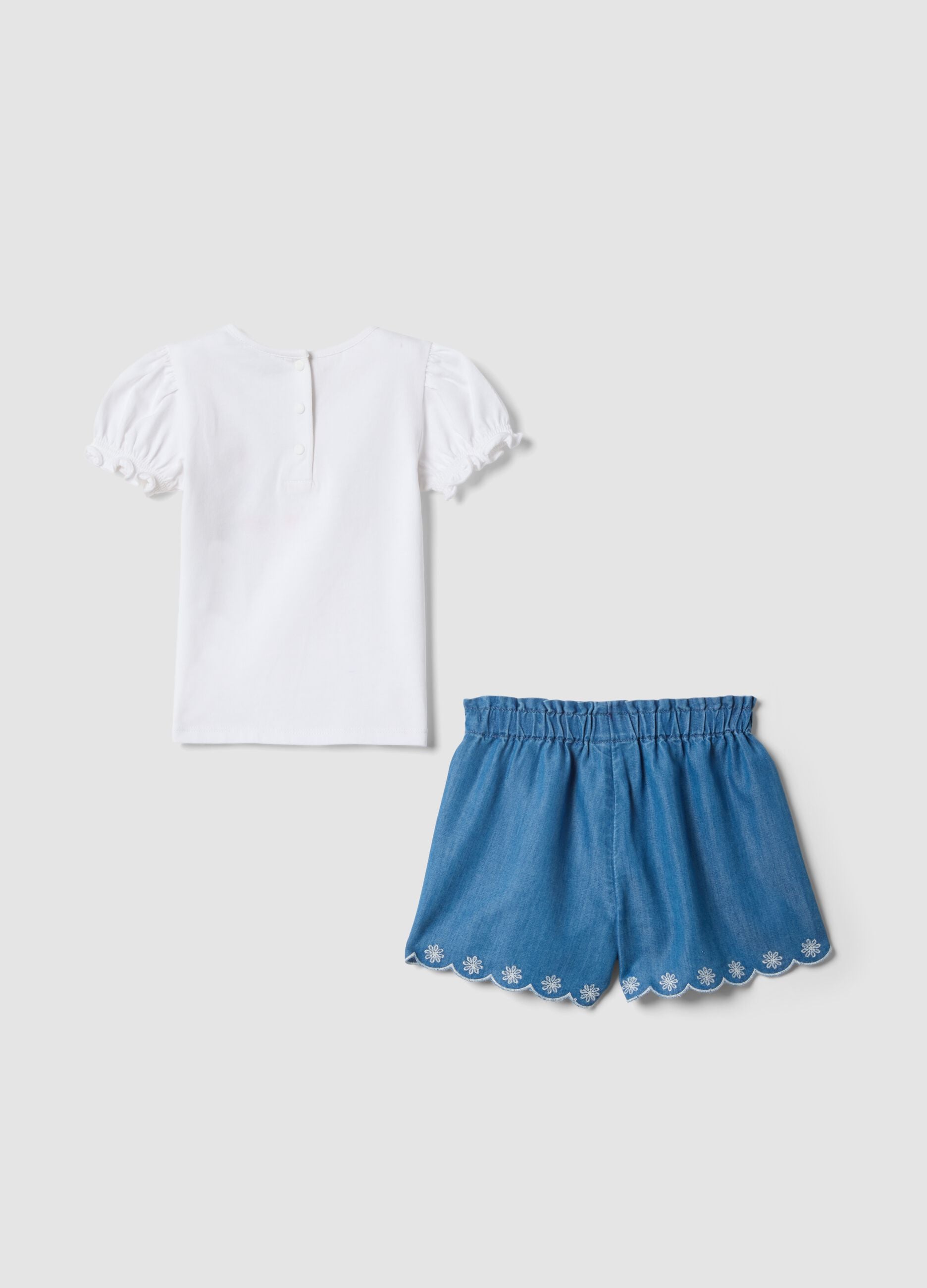 White and Denim Stretch Cotton Set