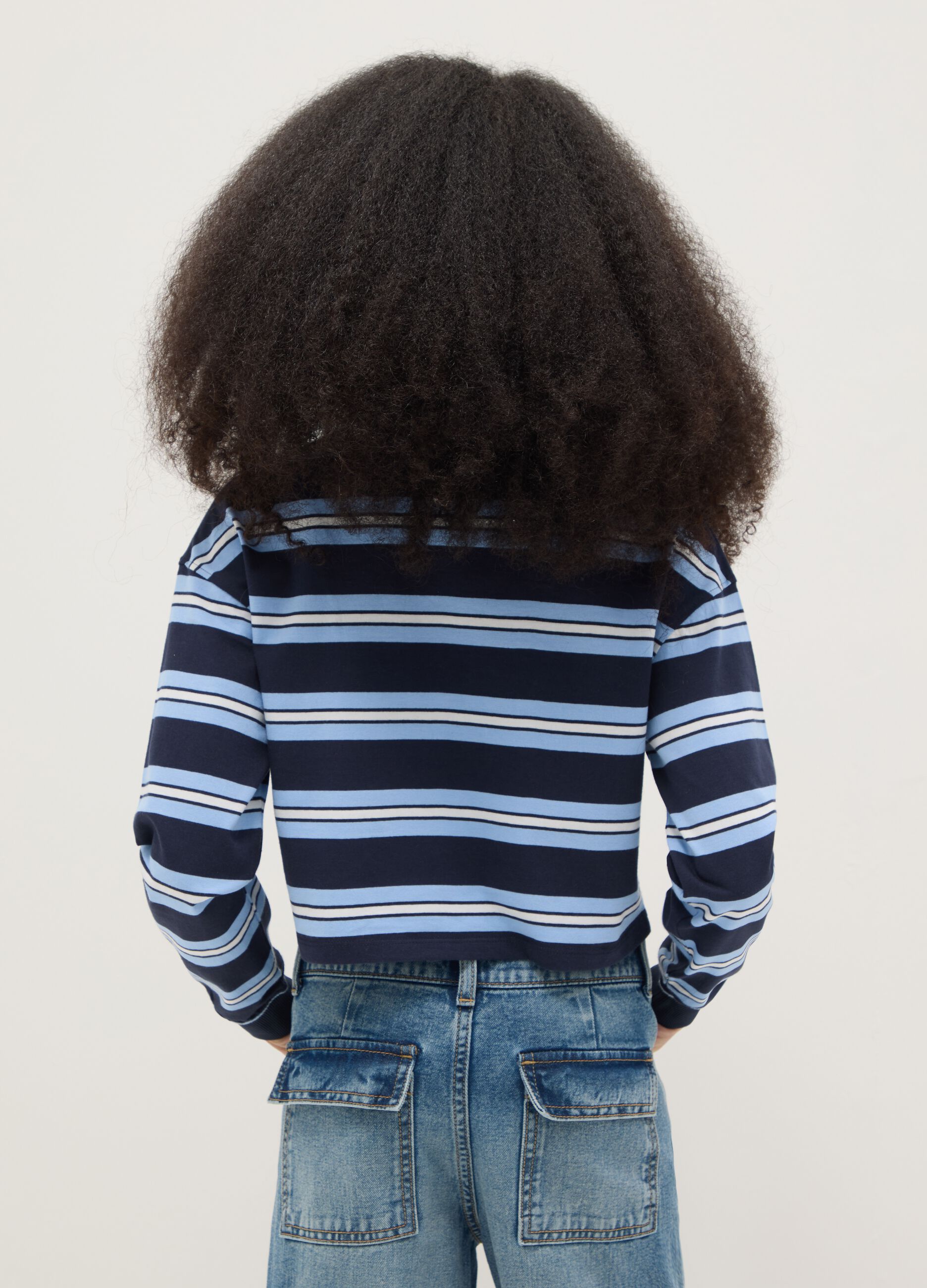 Girls' multicolour striped pure cotton polo, regular fit