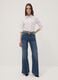 Blue high-waisted wide-leg stretch cotton jeans_0