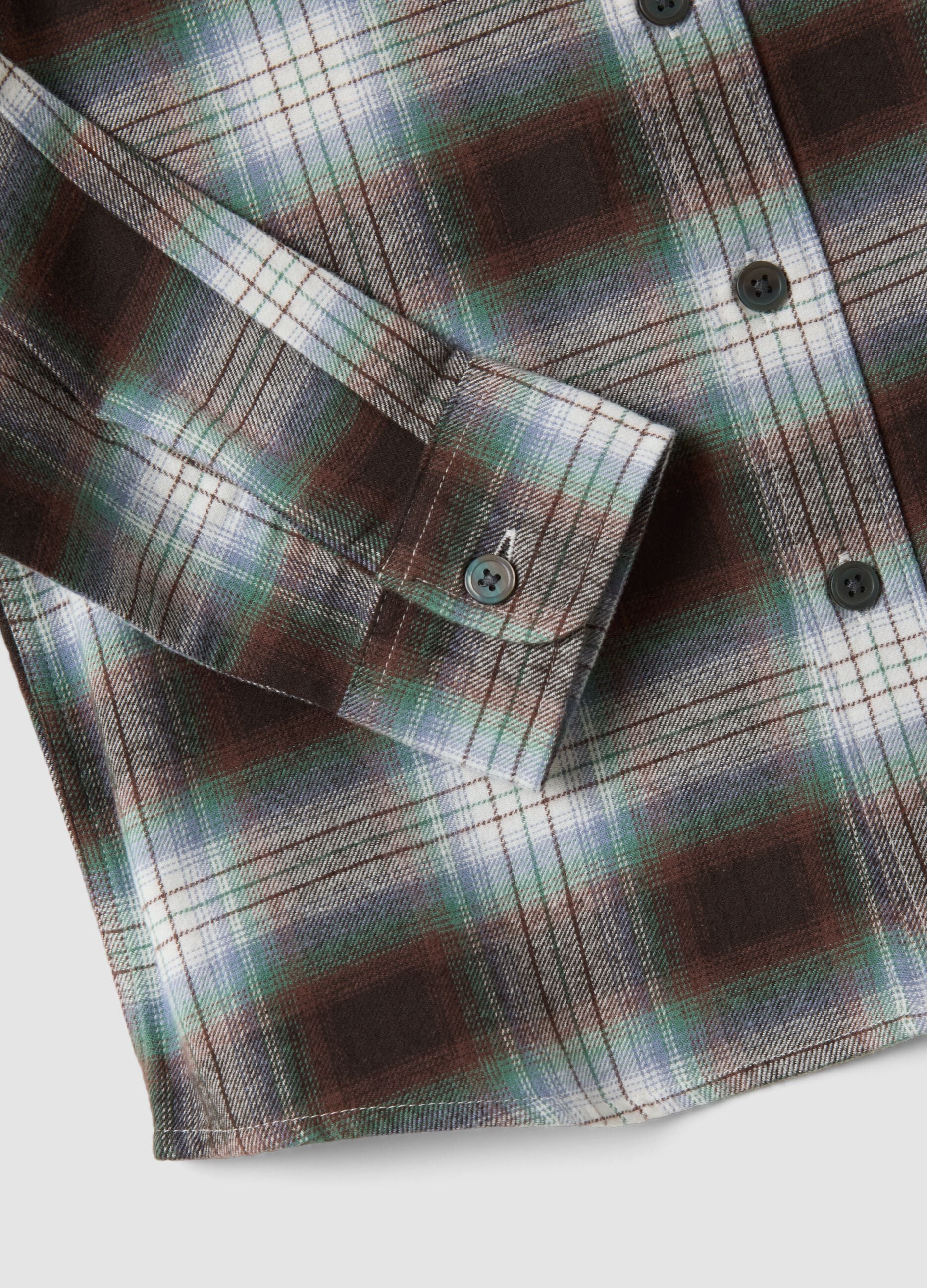 Brown checked pure cotton shirt