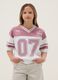 Pink and white pure cotton T-shirt with mesh texture_0