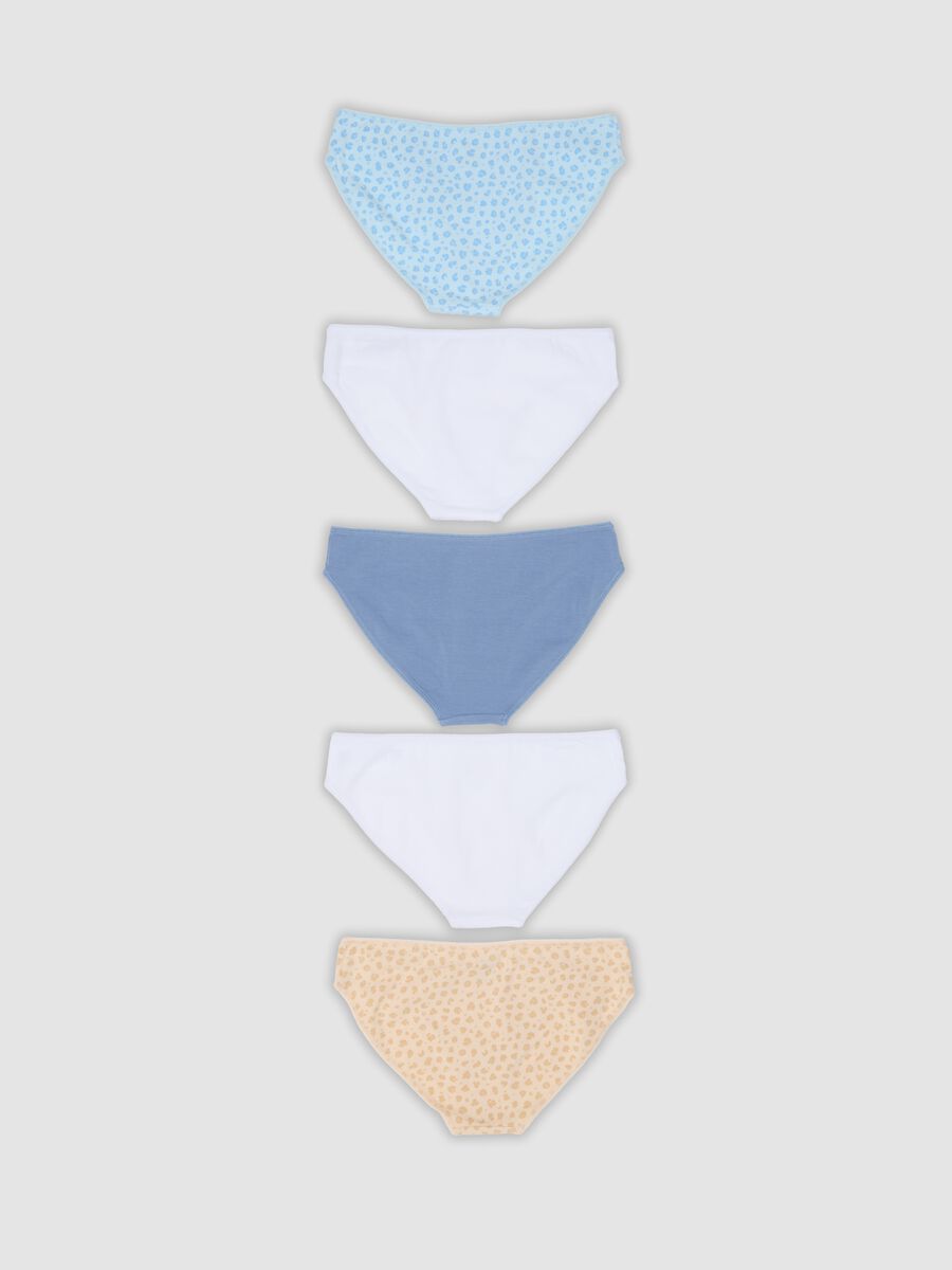 Pack of five multicoloured girls&rsquo; organic cotton jersey briefs_1