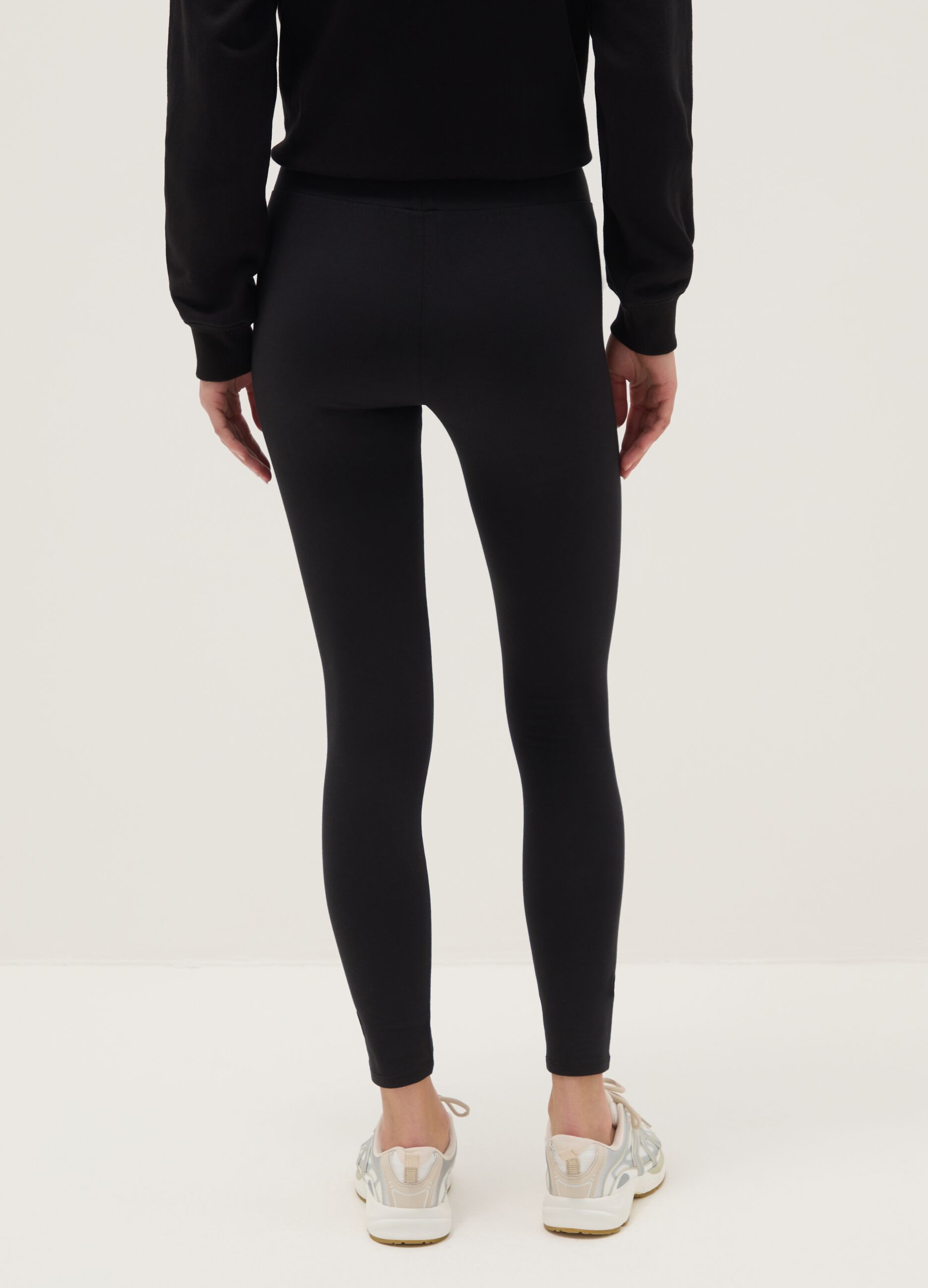 Black stretch cotton leggings regular fit with Everlast logo