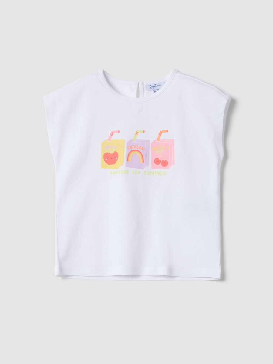 T-shirt senza maniche in puro cotone bianca da bimba regular fit_0