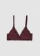 Purple stretch microfibre triangle bra with lace_0