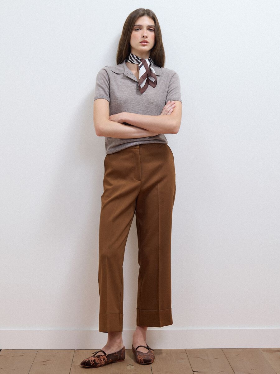 Taupe-grey pure wool polo-collar jumper, regular fit_2