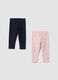 Multicolour organic stretch cotton leggings twin pack for baby girl_0