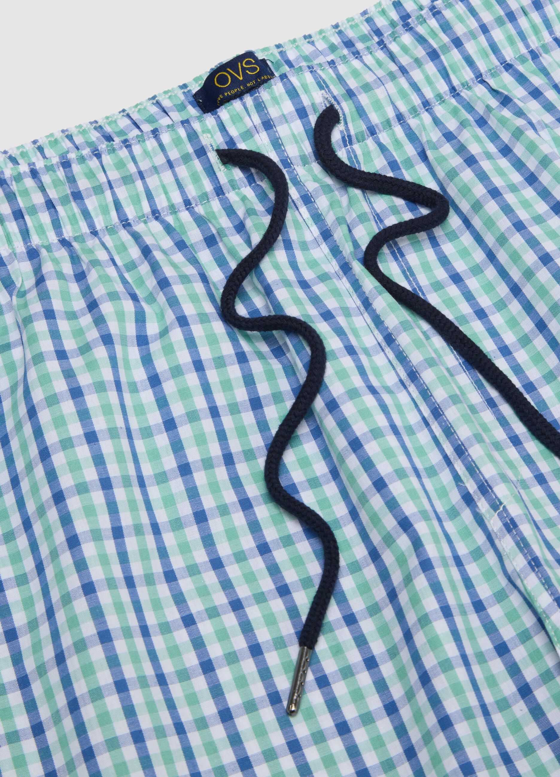 Multicolour checked pure cotton pyjama shorts, regular fit