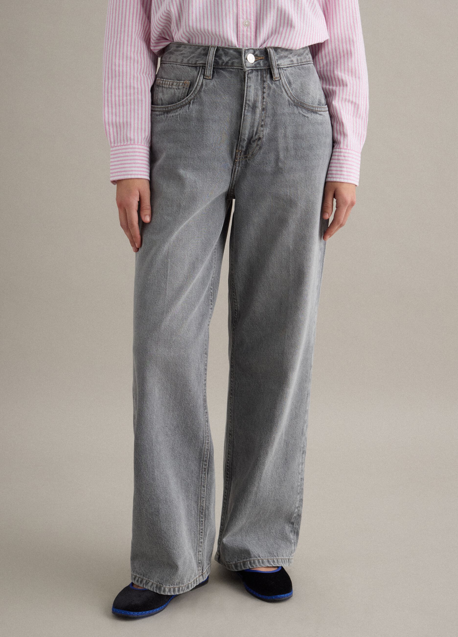 Straight Grey Cotton Jeans
