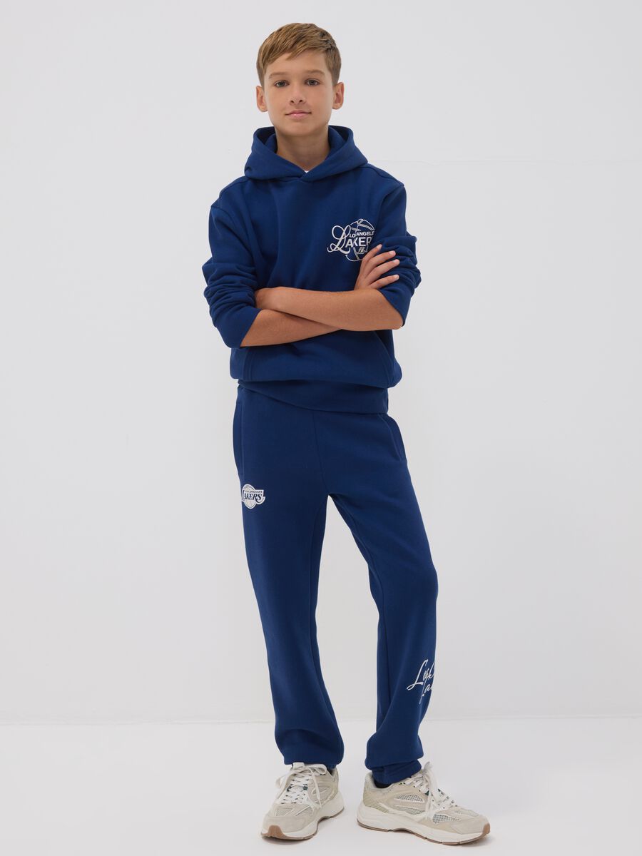 Blue regular-fit cotton-blend joggers_0