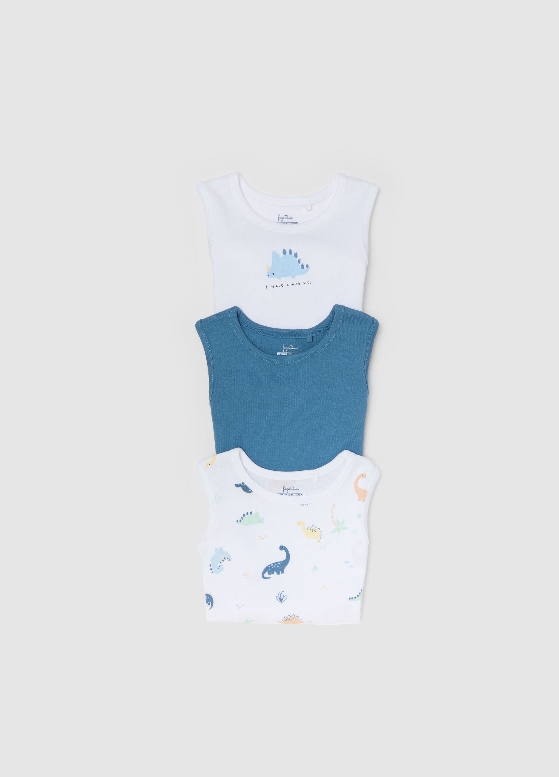 Baby's Multicolour Pure Cotton Bodysuit Pack with Dinosaurs