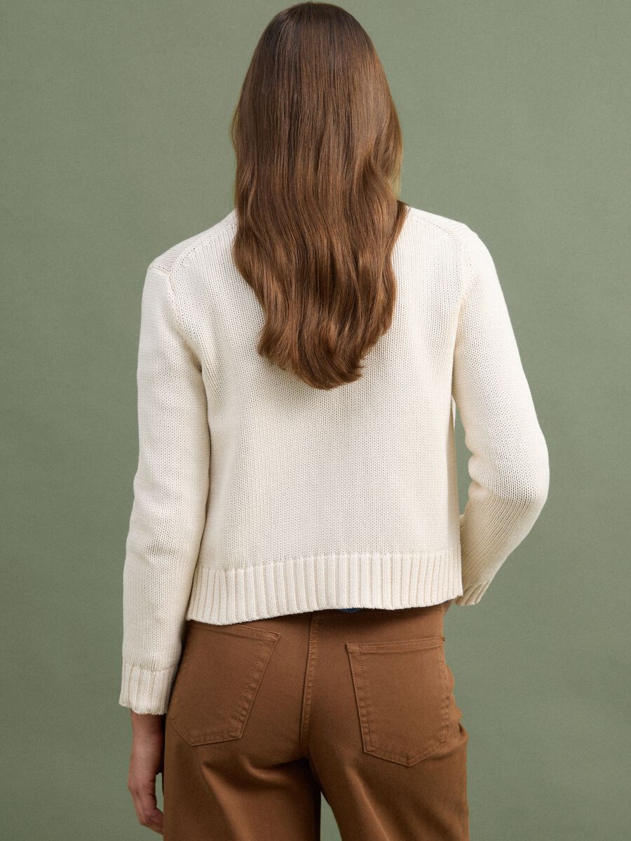 Beige pure cotton cardigan with buttons, regular fit_3