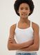 Girls' fitted white ribbed stretch cotton tank top_2