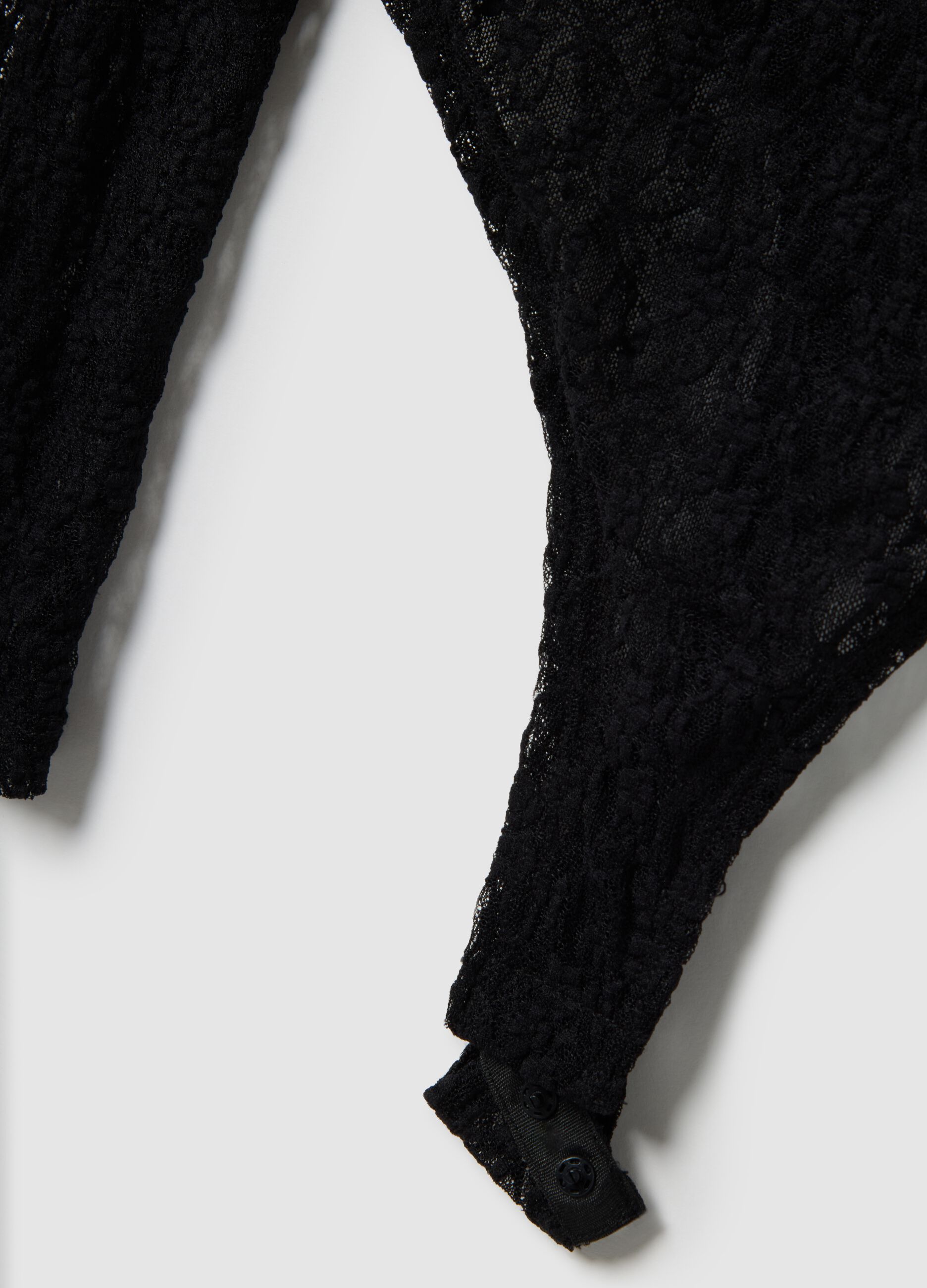Black lace bodysuit without cups, regular fit