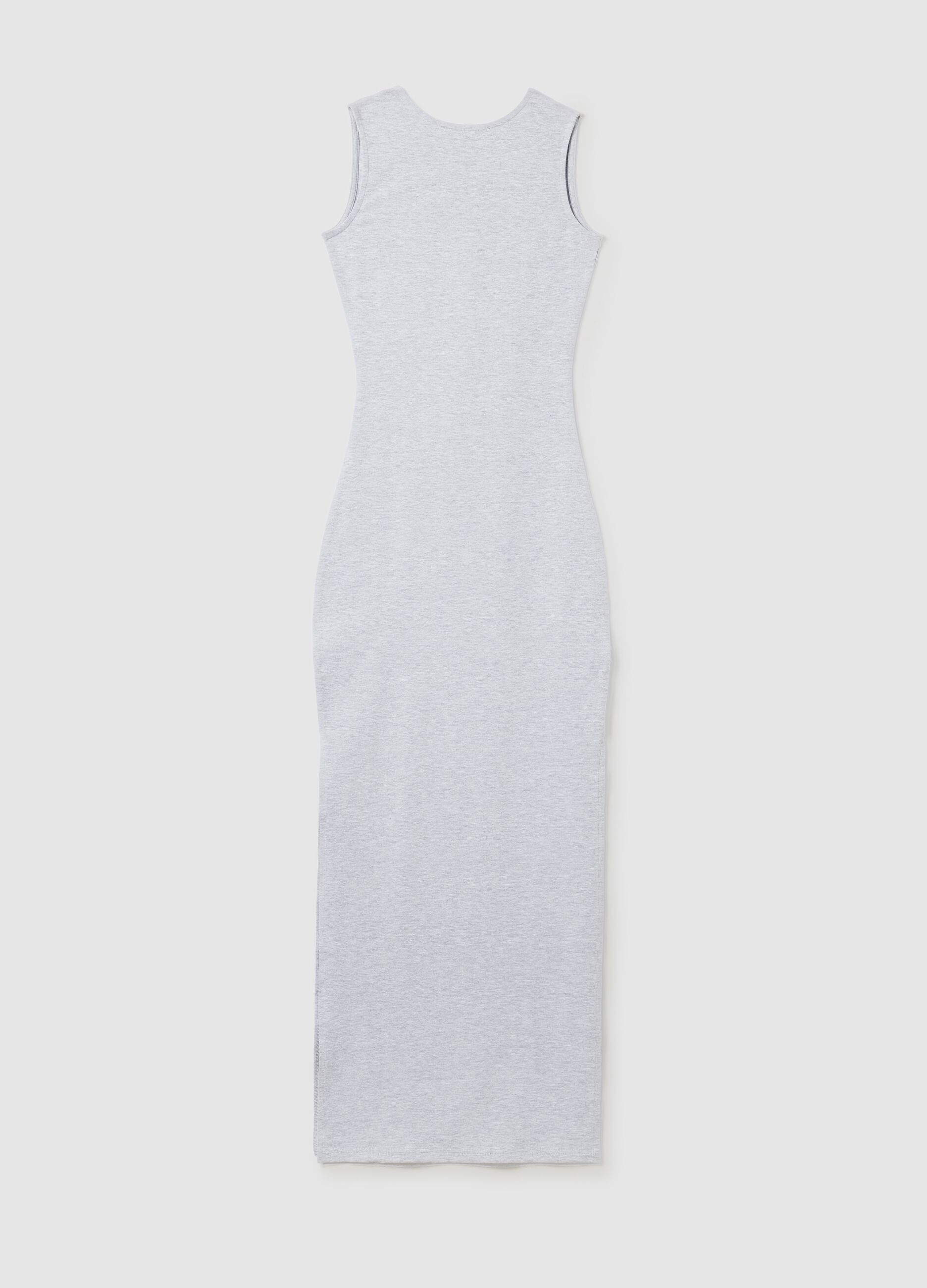 Grey Melange Backless Long Dress 