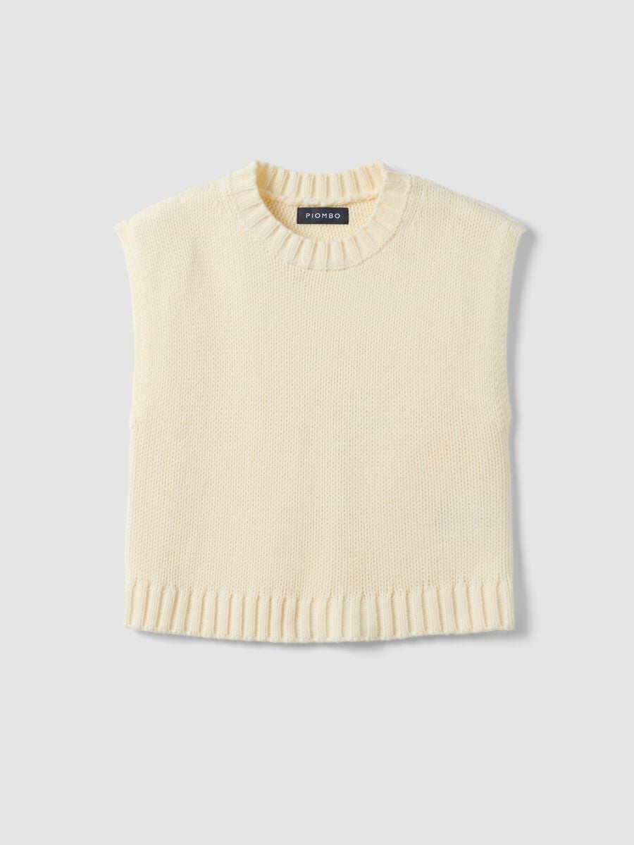White crew-neck wool-blend oversized gilet_4