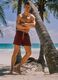 Red regular-fit swim shorts with drawstring_0