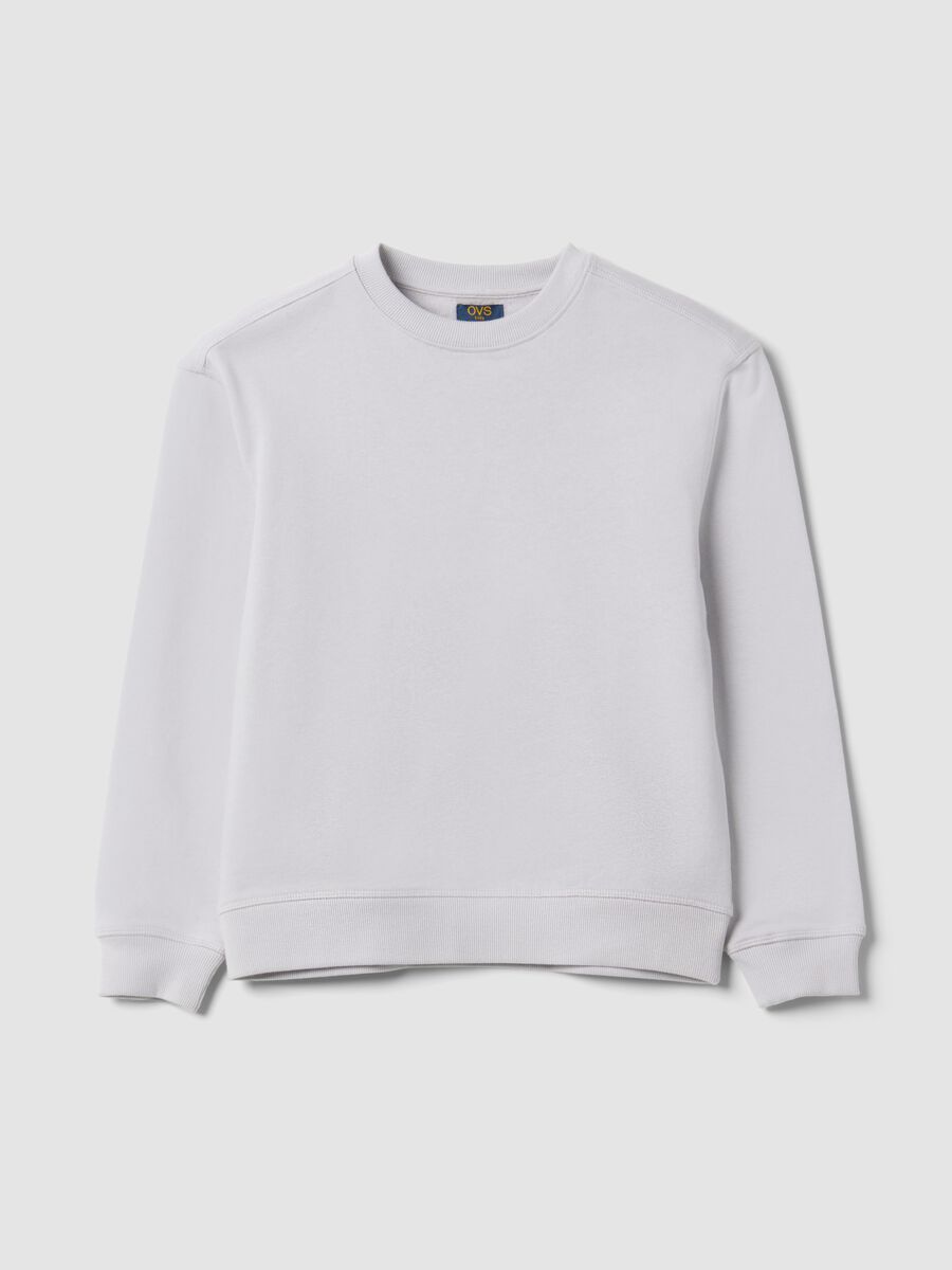 Grey pure cotton crew-neck sweatshirt for boys, relaxed fit_3