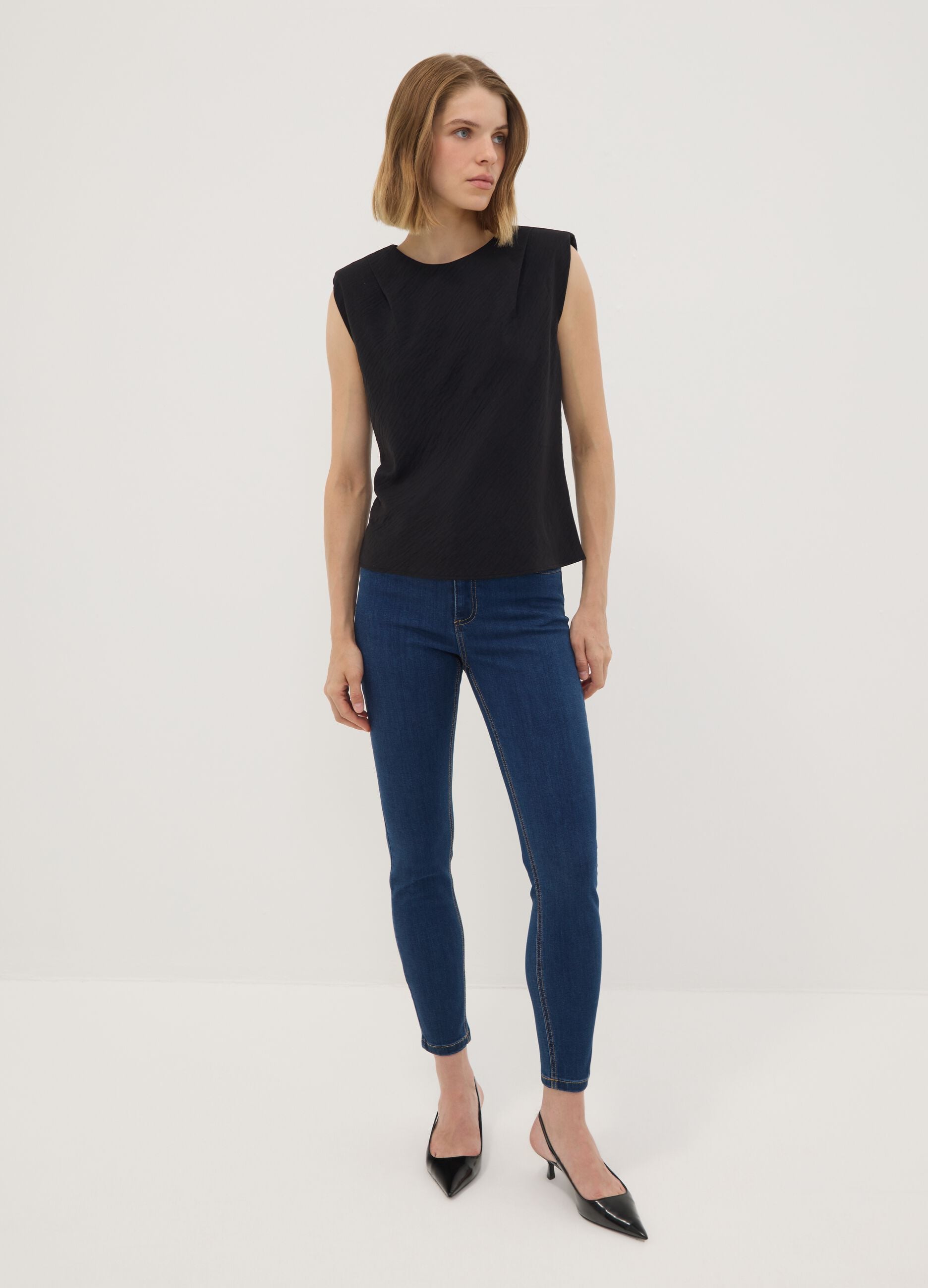 Blue skinny-fit jeans in stretch cotton and viscose