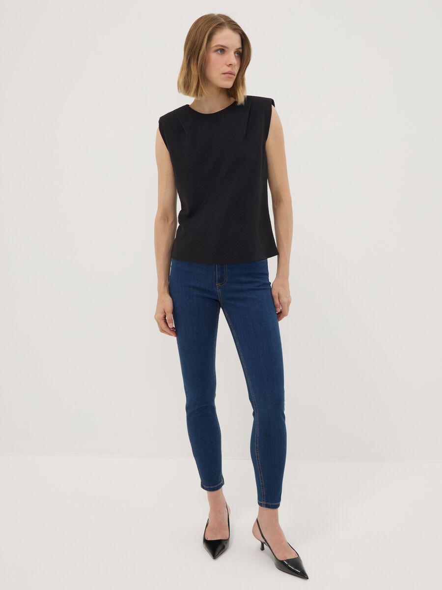 Blue skinny-fit jeans in stretch cotton and viscose_0